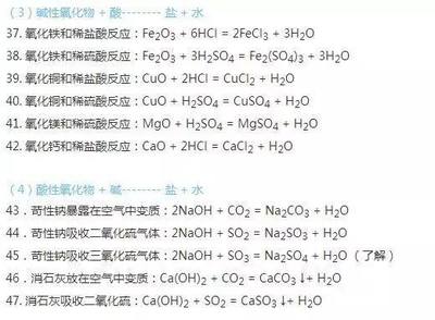 初三化学必考的那些公式及化学反应